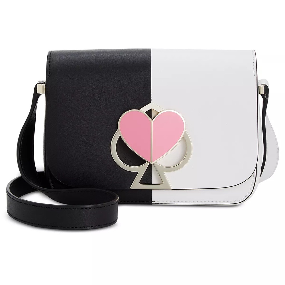 🖤🤍Nicola Bicolor Twistlock Mini Flap Leather Crossbody